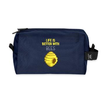 Life is better with bees - protection - insect - Recycled Toiletry Zip Bag - navy - Front