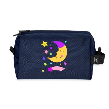 Lune, étoiles et étoile filante - Trousse de toilette en tissu recyclé - marine - Devant