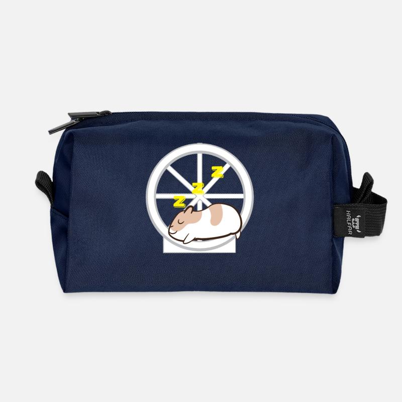 Hamster - Hamsterhalter - Hamsterrad - Lazy - Recycled Toiletry Zip Bag - navy
