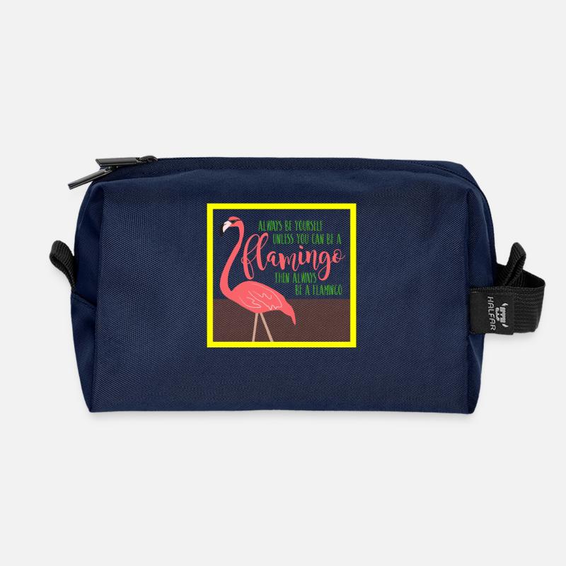 Sommer Flamingo - Recycelte Kulturtasche - Navy