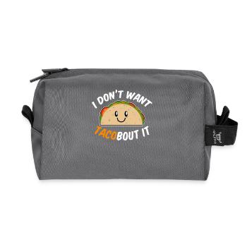 Taco - "I do not wanna tacoabout it" - gift - Recycled Toiletry Zip Bag - anthracite - Front