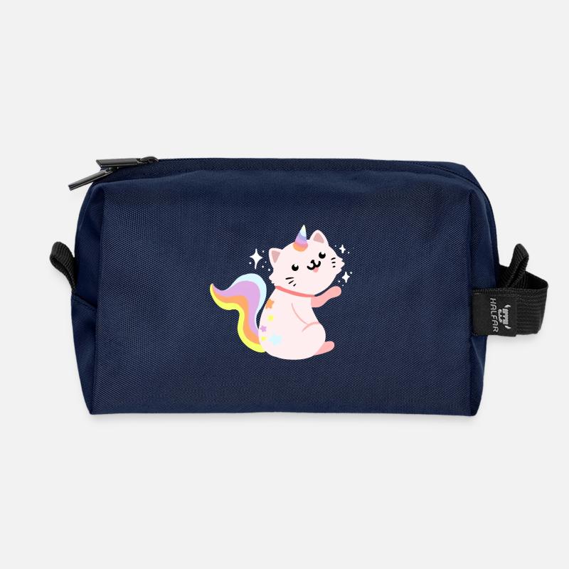 Sitzendes Caticorn - Lustiges Caticorn Katze - Recycelte Kulturtasche - Navy