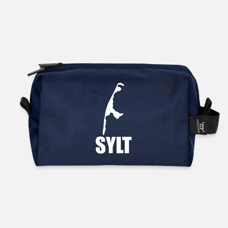 Sylt Karte Stadt cooles Geschenk - Recycelte Kulturtasche - Navy