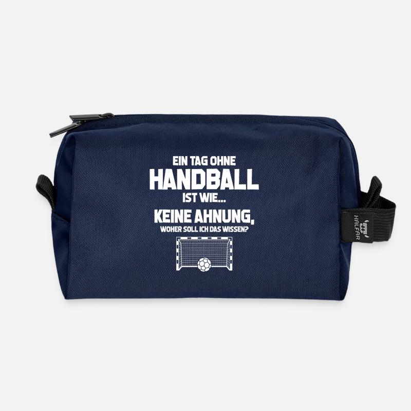 Tag ohne Handball? Unmöglich! - Geschenk - Recycelte Kulturtasche - Navy