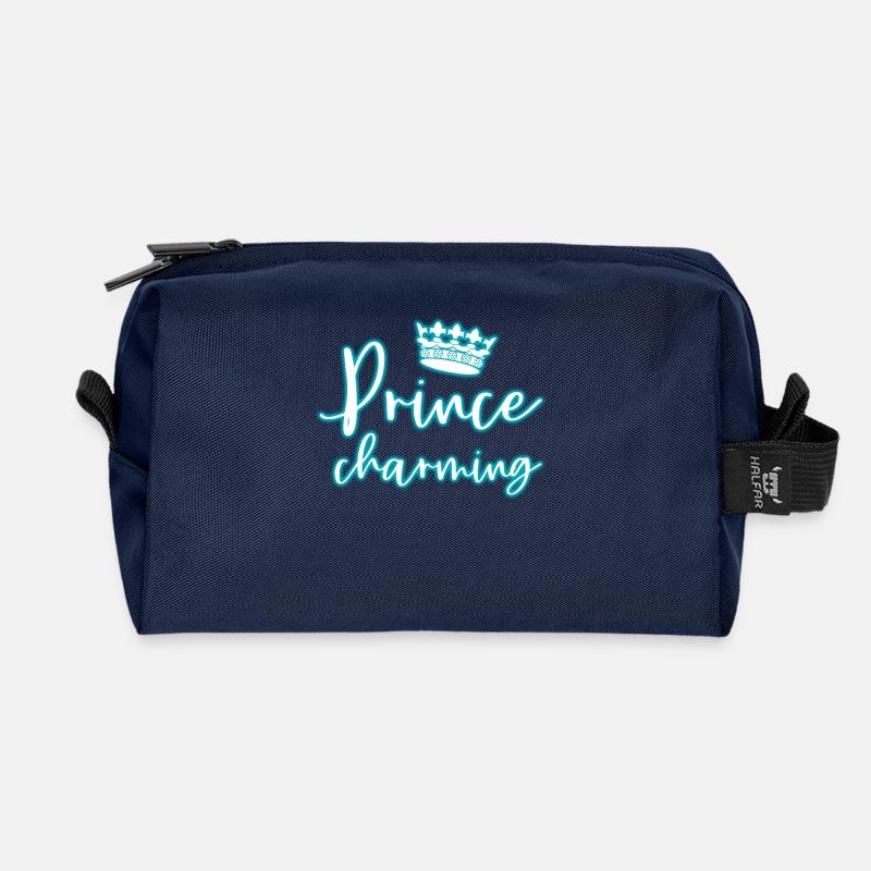 Glow Prince T-Shirt mit Glühen Krone Neon - Recycelte Kulturtasche - Navy