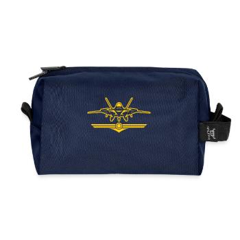 Pilot fighter jet military jet jet hunter - Recycled Toiletry Zip Bag - navy - Front