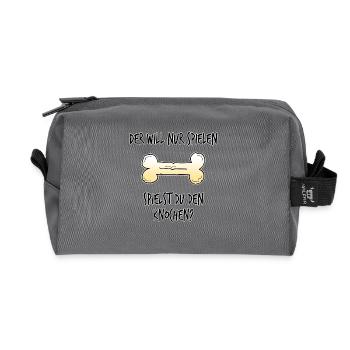 Os de chien veut juste jouer cadeau - Trousse de toilette en tissu recyclé - anthracite - Devant