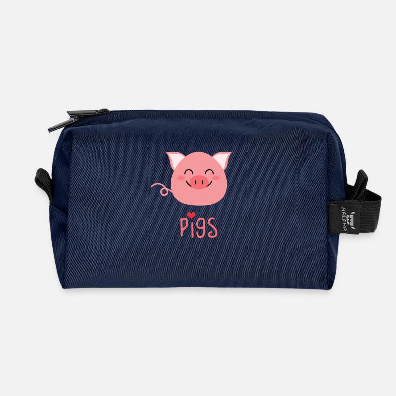 Niedliches Schweinchen - Recycelte Kulturtasche - Navy