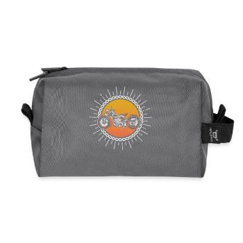 Motorcycle sun beautiful cool gift - Recycled Toiletry Zip Bag - anthracite - Front