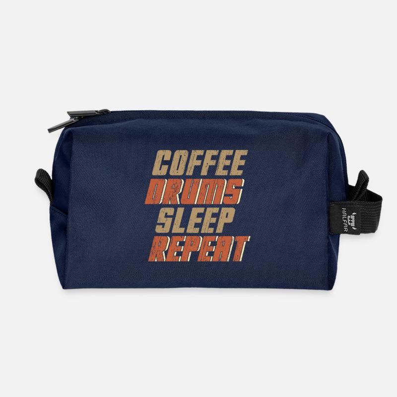 Coffee Eat Sleep Drums Repeat Schlagzeug - Recycelte Kulturtasche - Navy