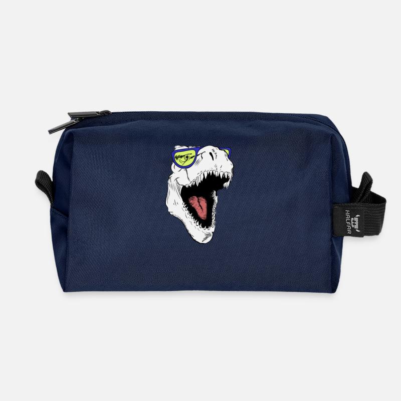Tyranosaurus Rex with sunglasses - Recycled Toiletry Zip Bag - navy