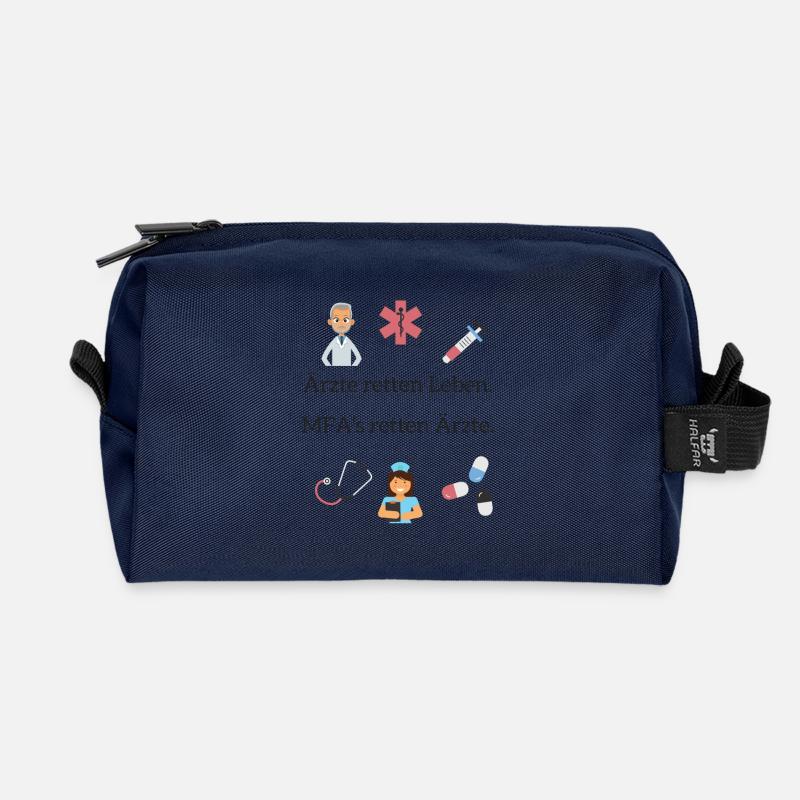 Ärzte retten Leben. MFA's retten Ärzte. - Recycelte Kulturtasche - Navy