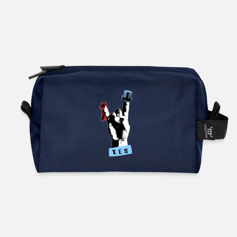 Rock n Roll Hand Hochzeit Shirt Braut & Bräutigam - Recycelte Kulturtasche - Navy