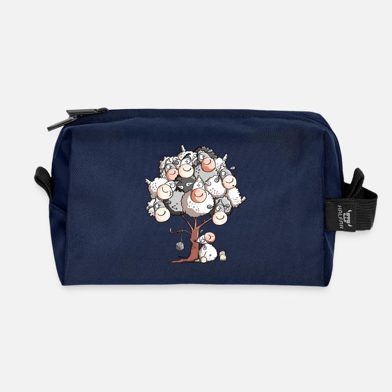 Wolliges Schafbäumchen - Recycelte Kulturtasche - Navy