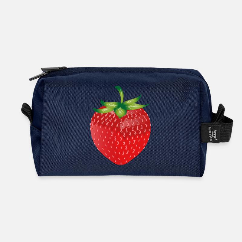 leuchtend rote frische Erdbeere - Recycelte Kulturtasche - Navy