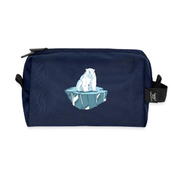 Ours polaire sur la banquise - Trousse de toilette en tissu recyclé - marine - Devant