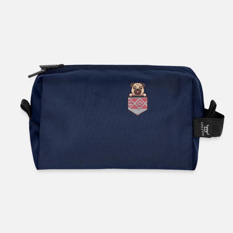 Mops - Recycelte Kulturtasche - Navy