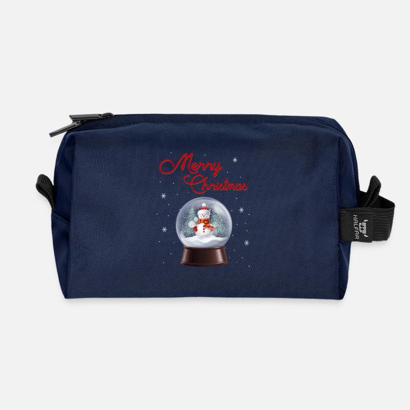 Schneekugel Schneemann Winterzauber - Recycelte Kulturtasche - Navy