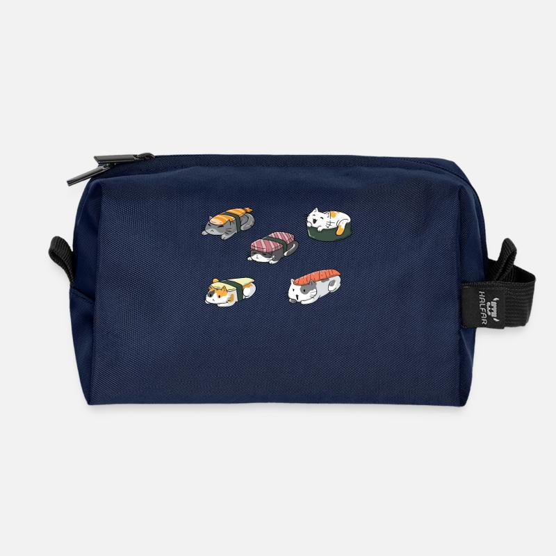 Sushi cat - Recycled Toiletry Zip Bag - navy