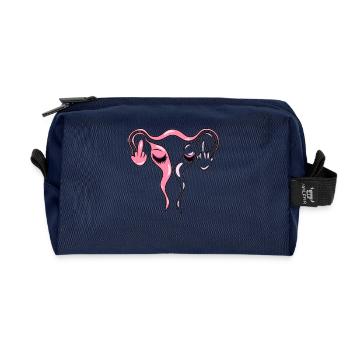 Eierstöcke / Gebärmutter mit Lashes - Recycelte Kulturtasche - Navy - Vorne