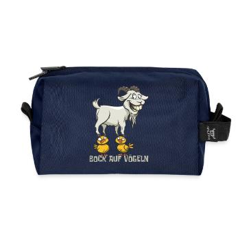 Bock auf Vögeln - zweideutiges Wortspiel witzig - Recycelte Kulturtasche - Navy - Vorne