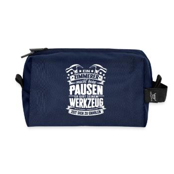 Ein Zimmerer macht keine Pausen - Recycelte Kulturtasche - Navy - Vorne