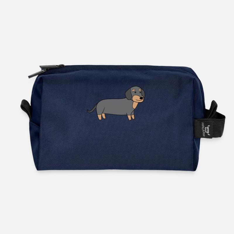 Dachshund - Recycled Toiletry Zip Bag - navy