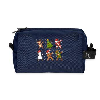 Weihnachten Santa Dabbing Elf Rentier - Recycelte Kulturtasche - Navy - Vorne
