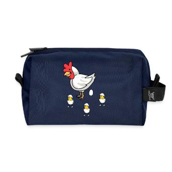 Volaille Volaille Poule Oeufs Pâques Enfants - Trousse de toilette en tissu recyclé - marine - Devant