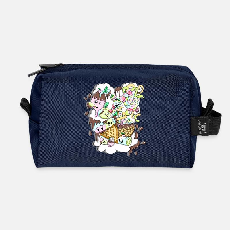 Zuckersüßer Schoko-Zucker-Spaß - Recycelte Kulturtasche - Navy
