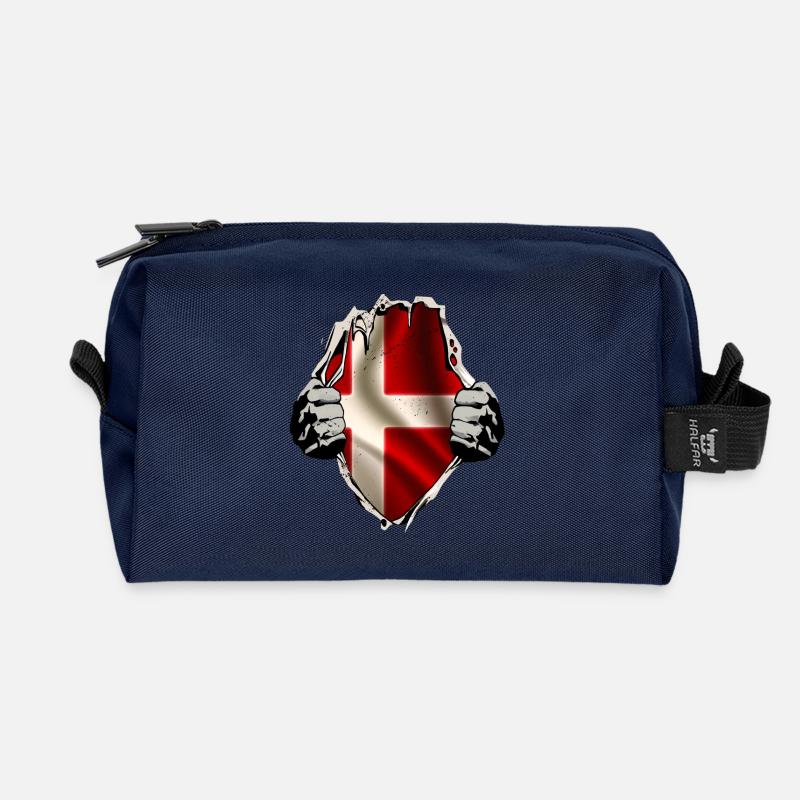 Dänemark unterm Shirt - Recycelte Kulturtasche - Navy