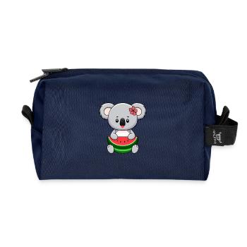 La douce fille Kawaii Koala mange de la pastèque - Trousse de toilette en tissu recyclé - marine - Devant