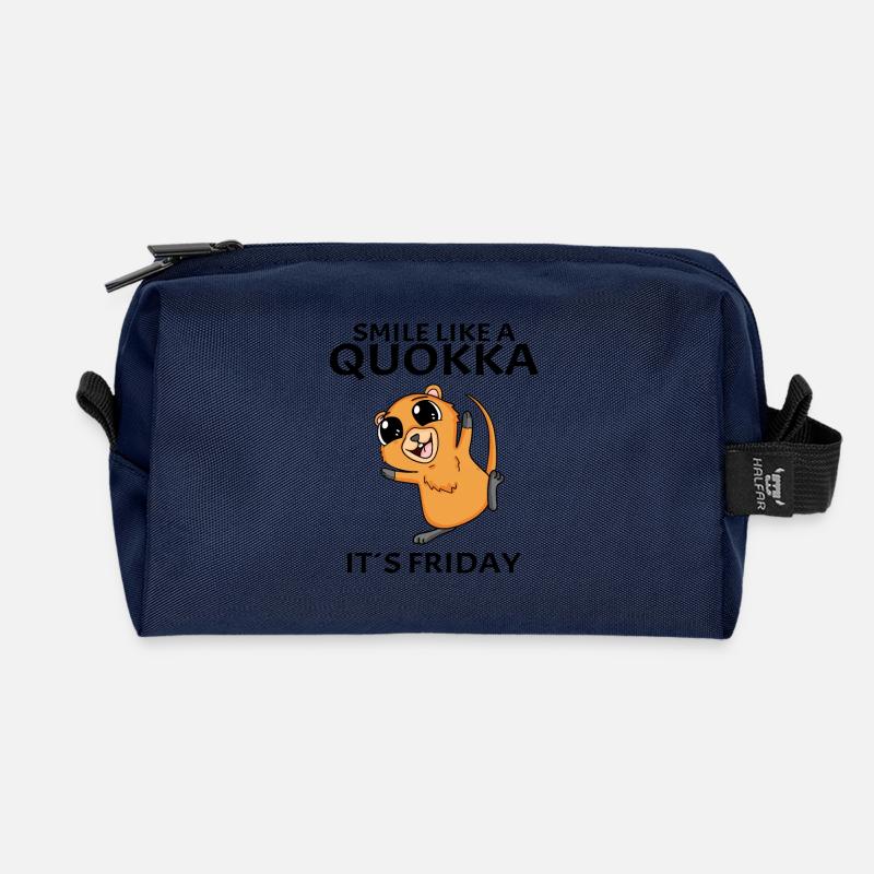 Quokka Freitag Motiv Spruch - Recycelte Kulturtasche - Navy