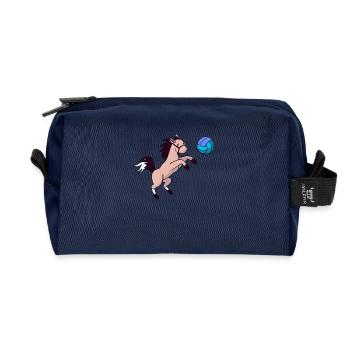 Süßes Pferd spielt Volleyball und Springt Grunge - Recycelte Kulturtasche - Navy - Vorne