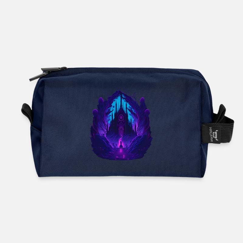 Neon Gothic Kirche Gotische Architektur - Recycelte Kulturtasche - Navy