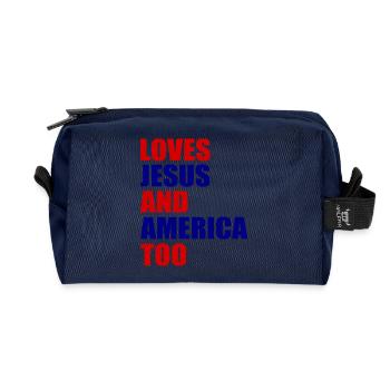 loves jesus and america too - Trousse de toilette en tissu recyclé - marine - Devant