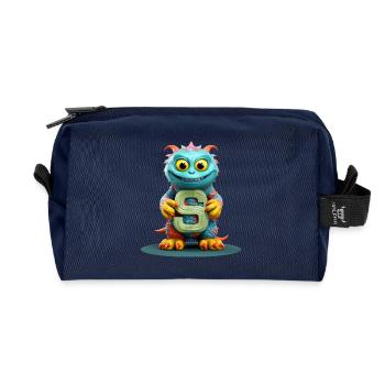 Buntes Monster mit Alphabet Buchstabe S - Recycelte Kulturtasche - Navy - Vorne