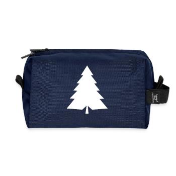 Versatile Magic: White Fir Tree Silhouette - Recycled Toiletry Zip Bag - navy - Front