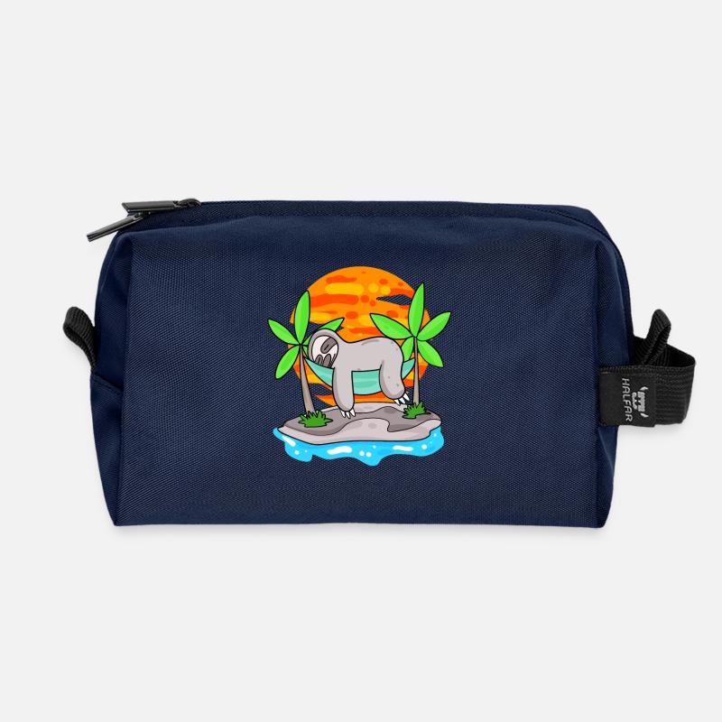 Faultier am Strand - Recycelte Kulturtasche - Navy
