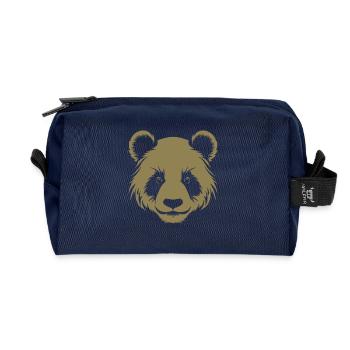 Portrait de tête de silhouette de panda - Trousse de toilette en tissu recyclé - marine - Devant