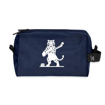 Tiger Eishockey Eishockeyspieler Silhouette - Recycelte Kulturtasche - Navy - Vorne