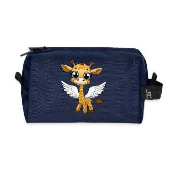 Une jolie girafe de dessin animé est un ange avec des ailes - Trousse de toilette en tissu recyclé - marine - Devant