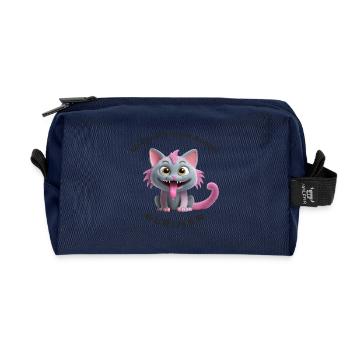 Regarde-moi dans les yeux petit monstre félin - Trousse de toilette en tissu recyclé - marine - Devant
