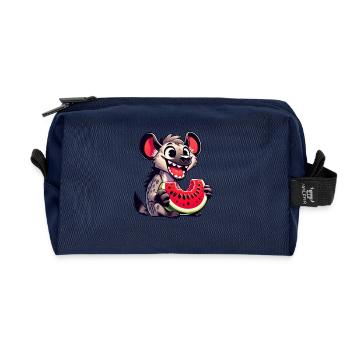 Hyena with watermelon summer motif - Recycled Toiletry Zip Bag - navy - Front