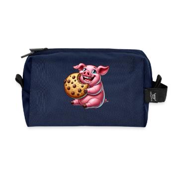 Süßes Schwein Cookie Nachtisch Leckereien - Recycelte Kulturtasche - Navy - Vorne