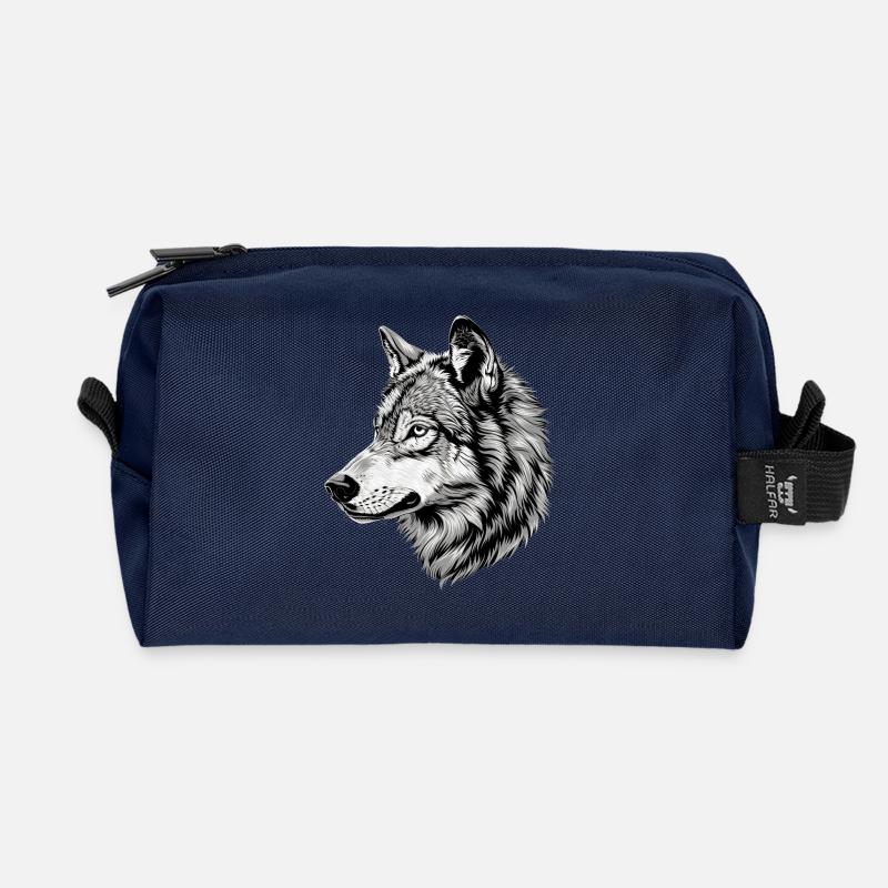 Wolf Motiv Wölfe Wolfsrudel Grauer Wolfshund Wolfs - Recycelte Kulturtasche - Navy