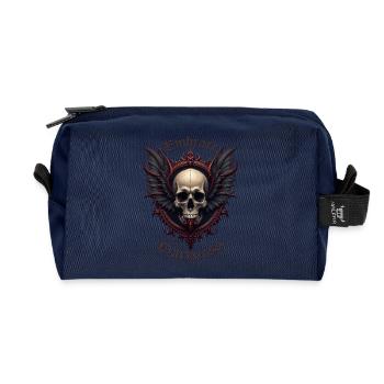 Gothic Totenschädel Flügel Barock Totenschädel dunkler Totenkopf Totenschädel - Recycelte Kulturtasche - Navy - Vorne