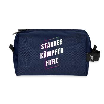 Starkes Kämpferherz - Glücksbringer - Mut machen - Recycelte Kulturtasche - Navy - Vorne