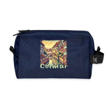 Colmar France Old Town Canal Old Building Holiday - Recycled Toiletry Zip Bag - navy - Front