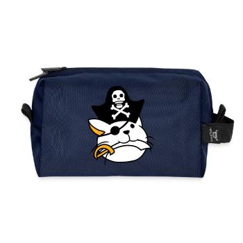 Süße Pirat Katze Seeräuber Augenklappe Hut Säbel - Recycelte Kulturtasche - Navy - Vorne